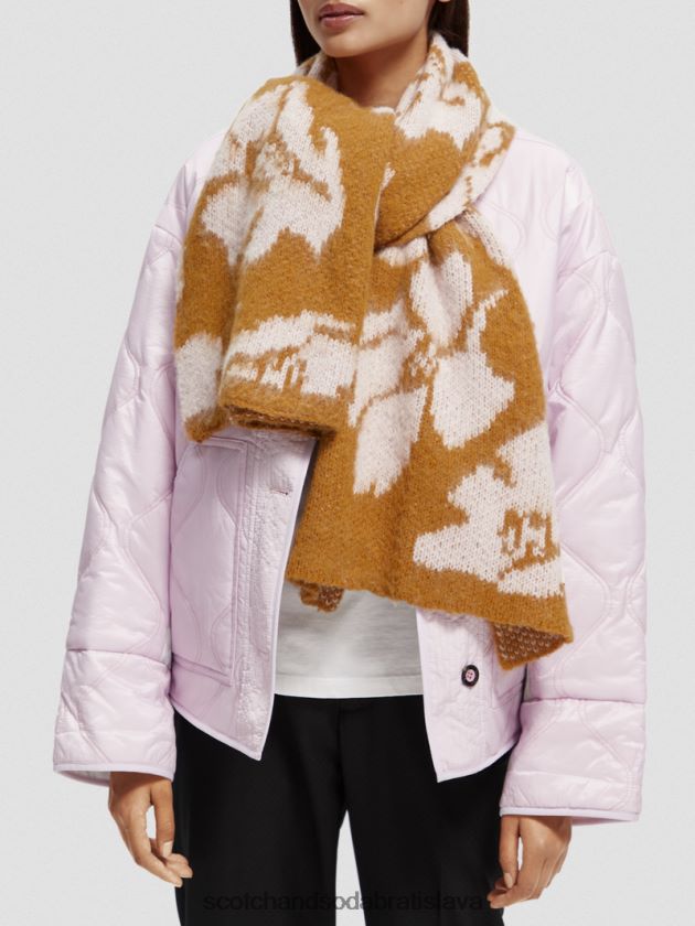 ženy príslušenstvo karamel Scotch & Soda česaná žakárová tkaná šatka 4ZV00D278